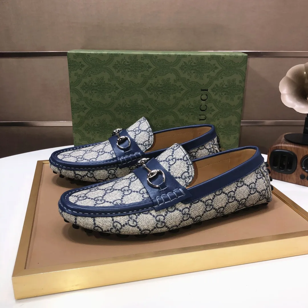 Men's Men's Shoes💰420💰[Gucci GUCCI] (High-end Niuli) New 🍀Gucci*-Gucci Peas Shoes! Made of imported original cowhide, the inner top layer is comfortable cowhide lining! Original wear-resistant rubber outsole! High quality products! Code number 38-44!